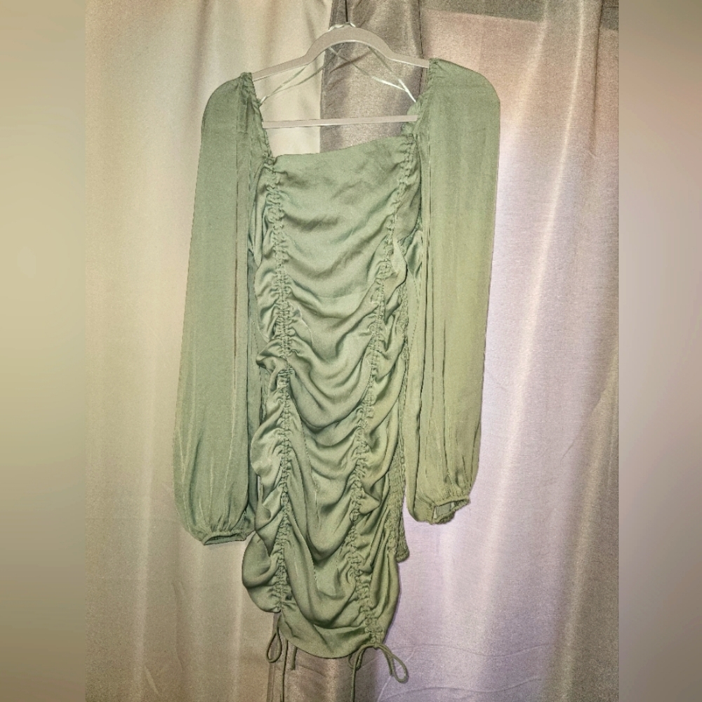 Sage medium ruched dress from misslola.